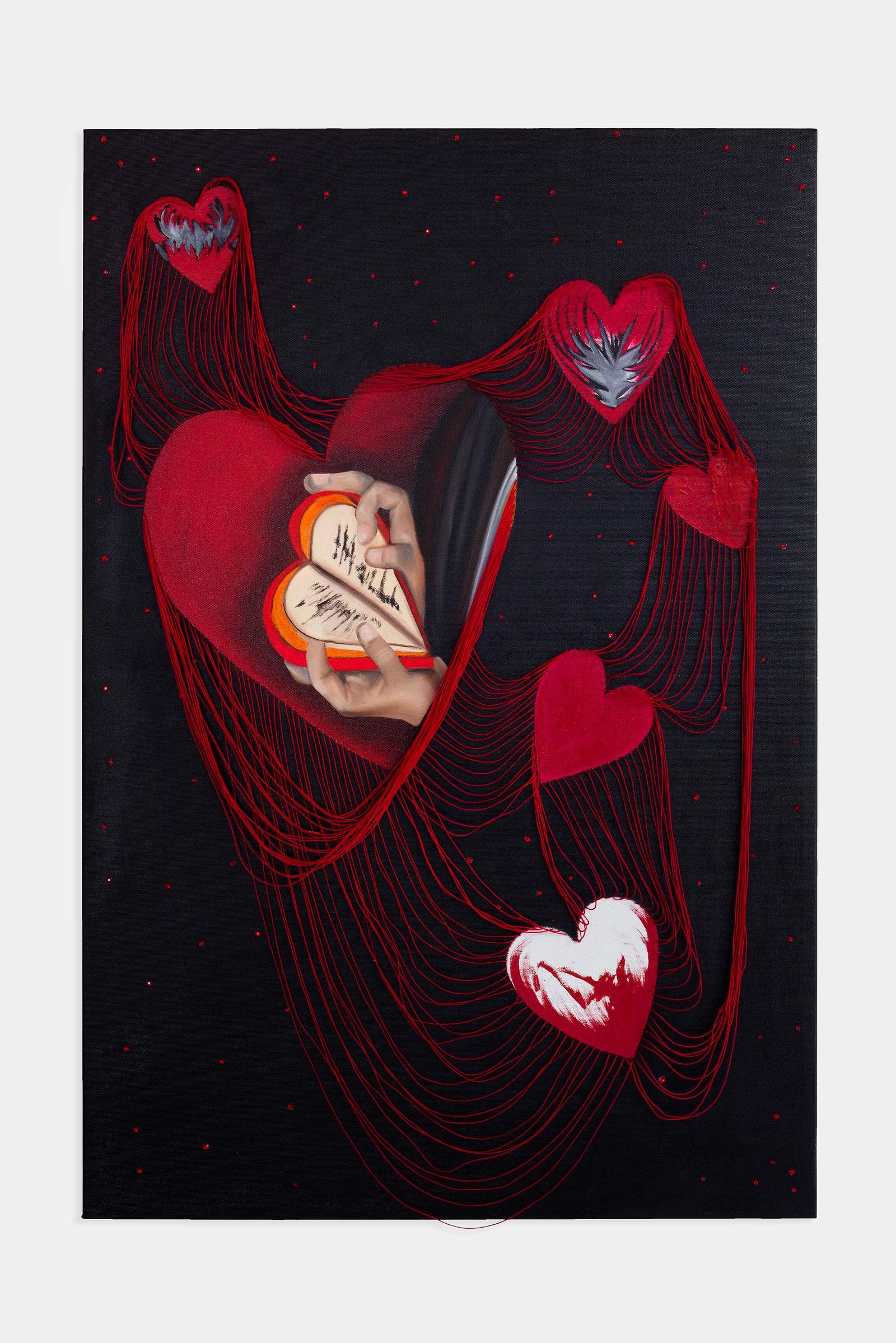 Frieda Toranzo JaegerEl poema se cayó, 2023oil on canvas, embroidery90 x 60 cm | 35 1⁄2 x 23 2⁄3 in