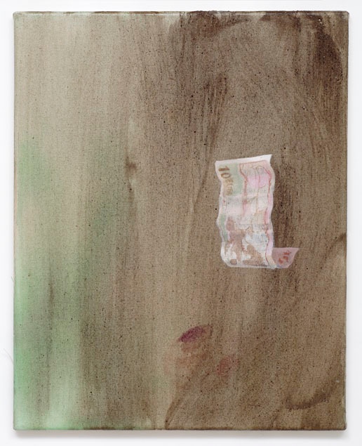 Monika Baer. 10 Euro, 2005. watercolour, ashes, oil on canvas. 50 x 40 cm