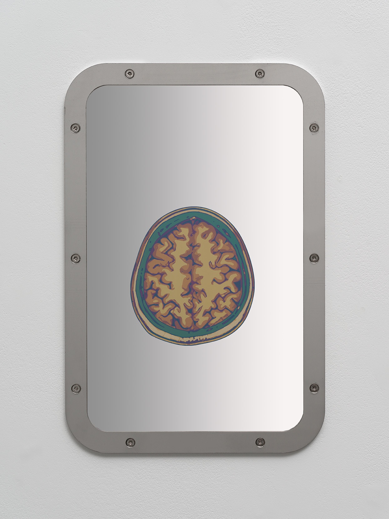 Sung TieuExposure To Havana Syndrome, Brain Anatomy, Axial Plane, (Sample 4), 2023engraving on stainless steel mirror45 x 29.8 x 0.6 cm
